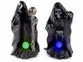 Scheletri / fantasmi di Halloween in resina con luce LED cangiante, set da 4 pezzi, cm 9,5 x 8,5 x 17,5 H