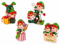 Set di 8 decorazioni di Natale in resina elfi di Babbo Natale da appoggiare, cm 4,5 x 3,5 x 5,5 H