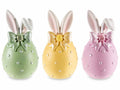 Decorazione in resina da appoggiare a forma di ovetto di Pasqua colorato, set da 6 pezzi, Ø 6 cm x 11,5 H