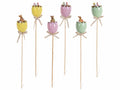 Stick di Pasqua con uova colorate e personaggio pasquale e fiocchetto, ideali, set da 12 pezzi, cm 6,5 H (con stick 28)