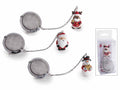 Set di 6 infusore di Natale per tè / tisane in acciaio inox con decorazione Babbo, renna e pupazzo di neve in resina in confezione regalo, Renna: 2 x 1,5 x 4 H