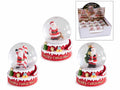 Palla a neve natalizia con Babbo Natale, su base di resina colorata con scritta, set da 12 pezzi, Ø 5 cm x 6 H