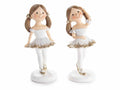 Decorazioni ballerine danza classica con codini e tutù in resina colorata, set da 8 pezzi, cm 4 x 3,5 x 9,5 H