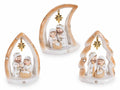 Decorazione Presepe / Sacra Famiglia in resina colorata con stella pendente, set da 3 pezzi, cm 7,5 x 5 x 9,5 H