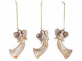 Addobbo albero Natale angioletti in resina colorata dorata da appendere, set da 9 pezzi, cm 7,5 x 4 x 11,5 H