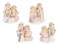 Statuette per Presepe con Sacra Famiglia in resina colorata con dettagli, set da 8 pezzi, cm 4 x 3 x 4,5 H