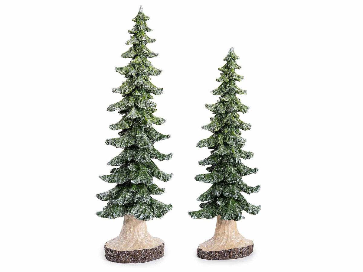 Decorazioni ad albero di Natale / Pino natalizio ad effetto legno con neve, Grande: cm 16x11,5x47,5 H