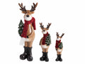 Renne di Natale realizzate in renne resina colorata con sciarpa e albero, Grande: cm 9,5 x 9 x 29,5 H