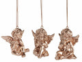 Addobbi albero Natale ad angioletti in resina dorata da appendere, set da 12 pezzi, cm 5 x 5,5 x 6,5 H