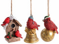 Addobbi albero di Natale in resina colorata da appendere con uccellini natalizi, set da 9 pezzi, cm 5 x 6,5 x 8,5 H