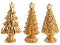 Set di 12 decorazione alberi di Natale in resina dorata con stella e addobbi, da appoggiare in set, Ø 4,5 cm x 9,5 H