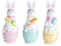 Uova di Pasqua a dolcetto con coniglio in resina con colori pastello, set da 12 pezzi, Ø 4,5 cm x 12 H