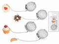 Infusori in acciaio inox alimentare con dolcetti in resina in confezione regalo, set da 8 pezzi, Muffin: Ø 3 cm x 3 H