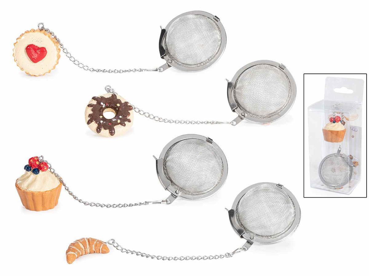 Infusori in acciaio inox alimentare con dolcetti in resina in confezione regalo, set da 8 pezzi, Muffin: Ø 3 cm x 3 H