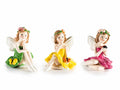 Fatine in resina colorata con decori in rilievo e farfalle, set da 12 pezzi, cm 5 x 4 x 4,5 H