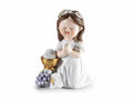 Decoro bambina che prega Prima Comunione in resina da appoggiare, set da 12 pezzi, cm 4 x 3,5 x 5,5 H