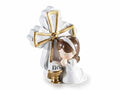 Decoro bomboniera bambina in resina con croce Comunione e decori dorati, set da 12 pezzi, cm 4 x 2,5 x 5,5 H