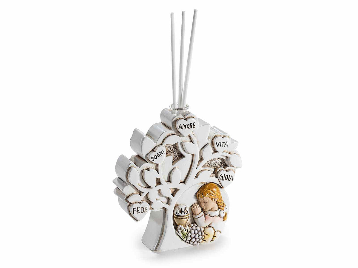 Albero della Vita in resina Prima Comunione con stick per profumare, set da 6 pezzi, cm 10,5x3x12 H (con stick 19)