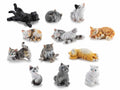 Miniature gattini di resina in varie posizioni da appoggiare, curati nei, set da 24 pezzi, cm 3 x 2,5 x 4 H