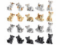 Miniature a gatto in resina colorato in diverse posizioni da appoggiare, ad, set da 20 pezzi, cm 5 x 5,5 x 7,5 H