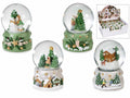 Palle a neve con glitter e decorazioni con paesaggio natalizio e base, set da 12 pezzi