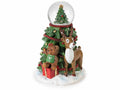 Palle a neve con stella dorata su base in resina ad albero Natale e dettagli, set da 2 pezzi