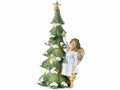 Decorazioni natalizie ad angelo che addobba Albero di Natale in resina con luci, cm 17 x 14,5 x 31,5 H