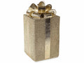 Pacchi regalo di Natale in resina con fiocco effetto oro con glitter, cm 11 x 11 x 20 H