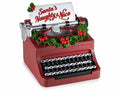 Decoro natalizio a macchina da scrivere in resina con scritta e decori, cm 12,5 x 12 x 10,5 H
