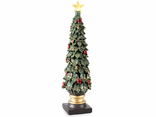 Alberi di Natale decorativi in resina con stella luminosa e luci LED, Ø 17 cm x 61 H