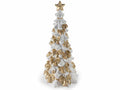 Alberi di Natale decorativi in resina con fiocchi e decorazioni dorate, cm 15,5 x 15,5 x 34 H