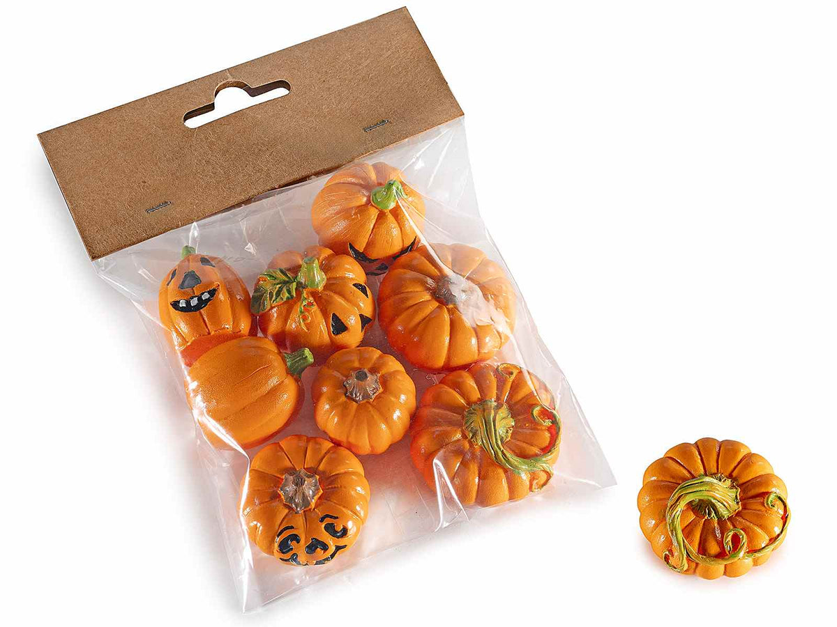 Zucche di Halloween decorative in resina colorata, set da 2 pezzi, -