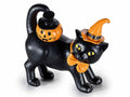 Decoro di Halloween a gatto nero in resina con cappello, papillon e zucca, set da 2 pezzi, cm 16 x 8,5 x 16 H