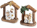 Statuine Presepe Sacra Famiglia realizzate in resina colorata, da appoggiare, set da 6 pezzi, cm 7 x 2,5 x 7 H