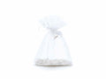 Sacchetto in organza bianco neve con coulisse in raso di chiusura ideale, set da 100 pezzi, cm8x11H (al tirante7,5)