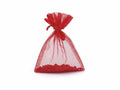 Sacchetto in organza rosso fragola con coulisse di chiusura in raso ideale, set da 100 pezzi, cm8x11H (al tirante7,5)