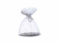 Sacchetto in organza argento con coulisse di chiusura in raso ideale, set da 100 pezzi, cm8x11H (al tirante7,5)