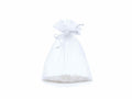 Sacchetto in organza bianco neve con coulisse di chiusura in raso è ideale, set da 50 pezzi, cm 12x16H (al tirante11,5)