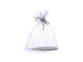 Sacchetto in organza argento con coulisse di chiusura in raso ideale, set da 50 pezzi, cm 17 x 22 H (al tirante17)