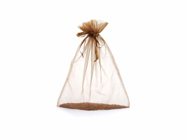 Sacchetto in organza bronzo con coulisse di chiusura in raso. Una soluzione, set da 20 pezzi, cm 30x40H (al tirante 32,5)