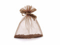 Sacchetto in organza marrone cioccolato cm 12x16 con tirante di chiusura, set da 50 pezzi, cm 12x16H (al tirante11,5)