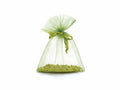 Sacchetti in organza verde mela con coulisse di chiusura in raso è, set da 100 pezzi, cm 8x11H (al tirante7,5)