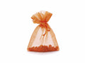 Sacchetti in organza arancione fiamma con tirante di chiusura, è ideale, set da 100 pezzi, cm8x11H (al tirante7,5)