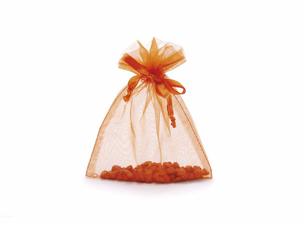Sacchetti in organza arancione fiamma è ideale per confezionare in maniera, set da 50 pezzi, cm 12x16H (al tirante11,5)