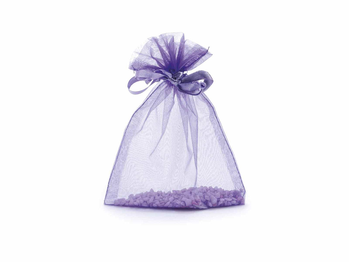 Sacchetto in organza viola orchidea con coulisse di chiusura in raso è, set da 50 pezzi, cm 12x16H (al tirante11,5)