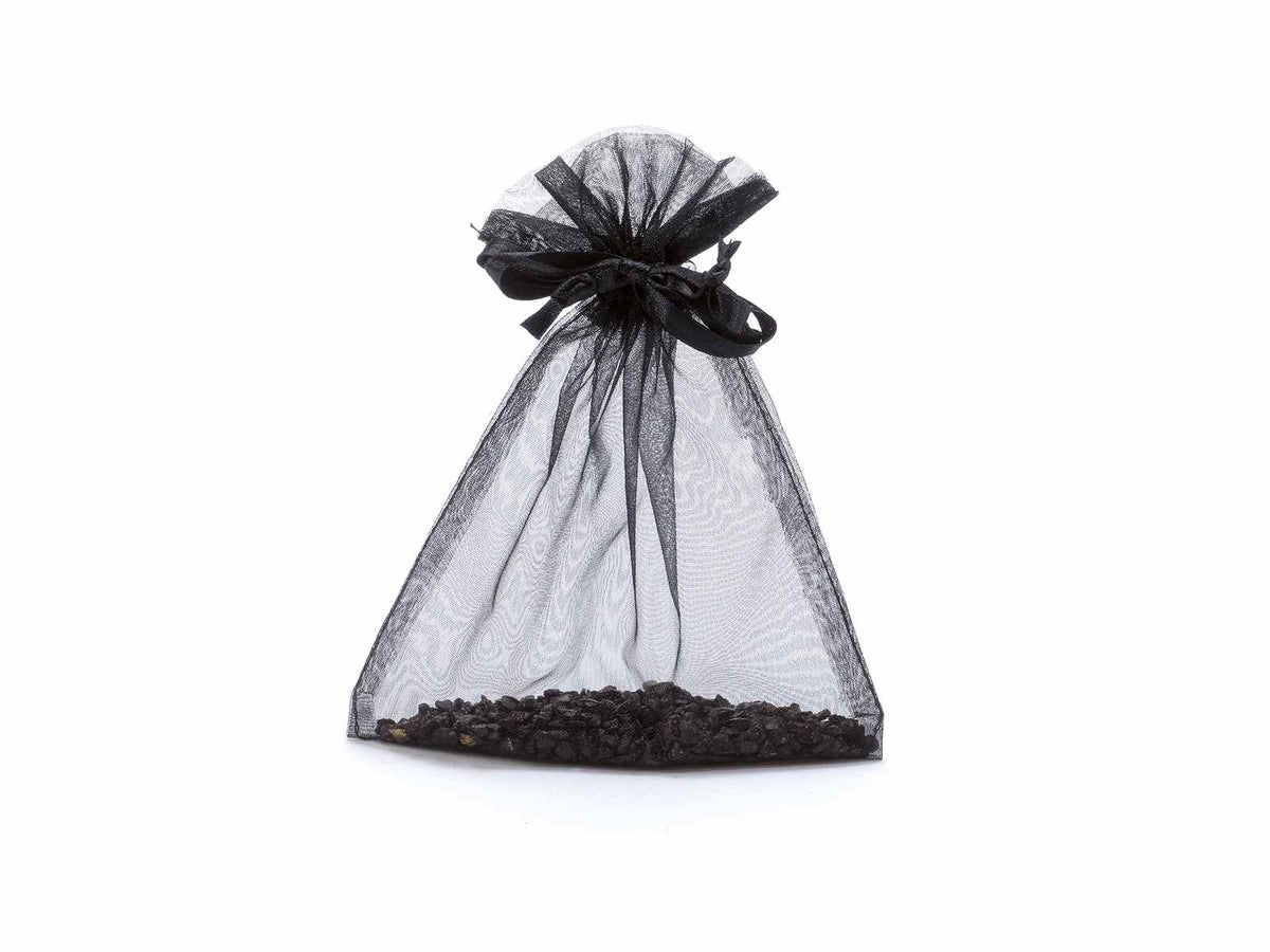 Sacchetto in organza nero con tirante di chiusura ideale per confezionare, set da 50 pezzi, cm 12x16H (al tirante11,5)
