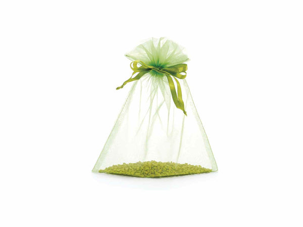 Sacchetti organza verde mela con coulisse di chiusura in raso è una soluzione, set da 50 pezzi, cm 17 x 22 H (al tirante17)