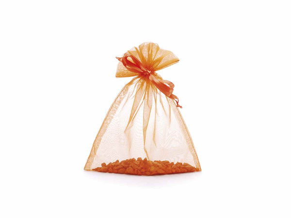 Sacchetto in organza arancione fiamma è ideale per confezionare in maniera, set da 50 pezzi, cm 17 x 22 H (al tirante17)