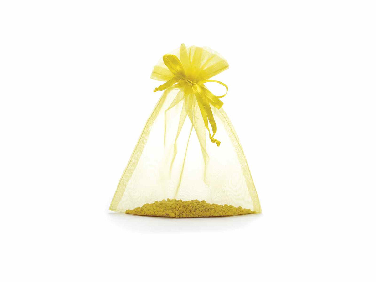 Sacchetti in organza giallo limone con tirante di chiusura ideale, set da 50 pezzi, cm 17 x 22 H (al tirante17)