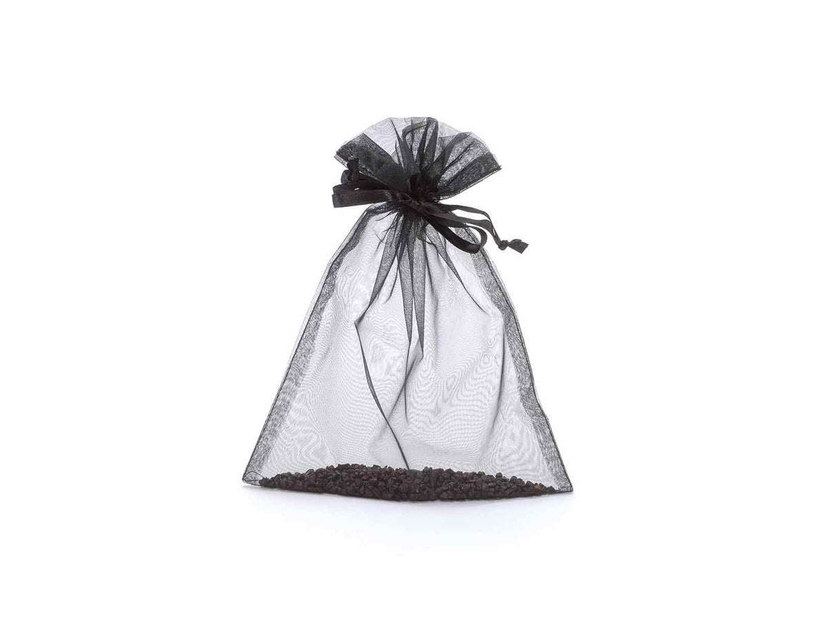 Sacchetto in organza nero cm 17x22 con tirante di chiusura, set da 50 pezzi, cm 17 x 22 H (al tirante17)